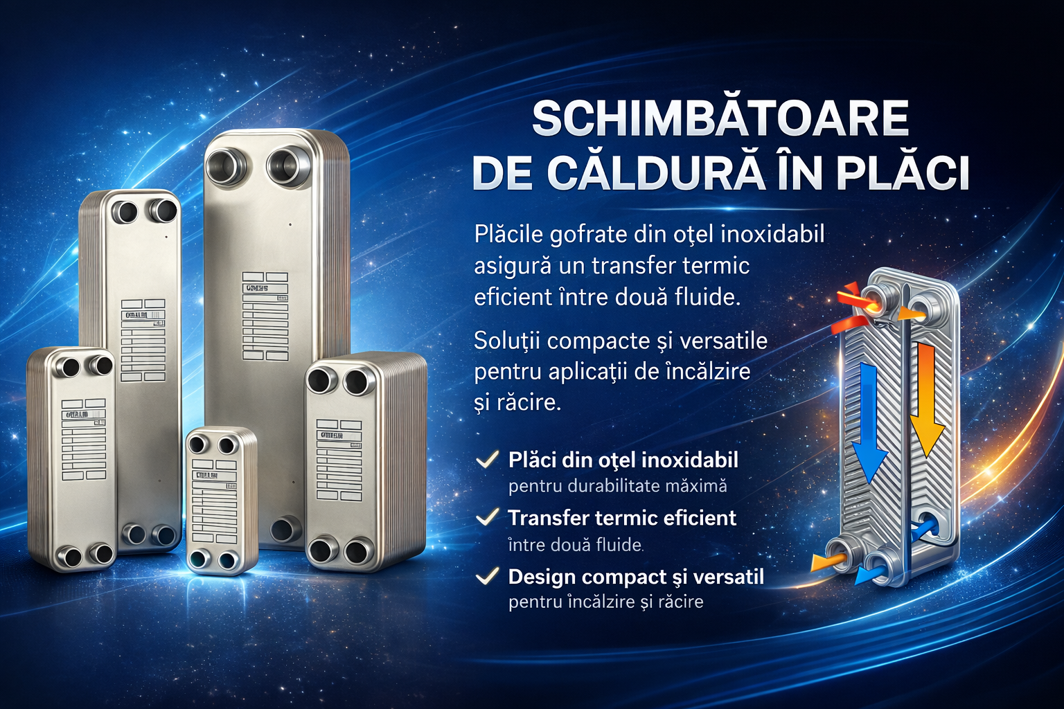 Schimbătoare de Căldură în Plăci din Oțel Inoxidabil – Eficiență Termică Ridicată | Frigo-Shop